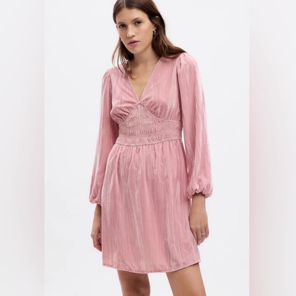 Gap Velvet Dress Pink Velvet Smocked Women's Mini Dress Size S